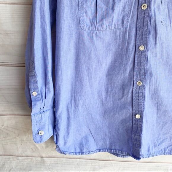 J. Crew End-on-End Long Sleeve Cotton Blue Button Down Workshirt - Picture 6 of 8